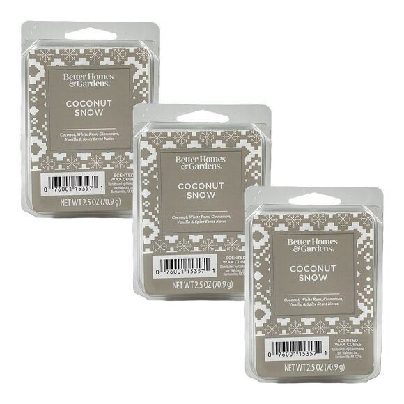 3-Pack BH&G COCONUT SNOW Wax Cube Melts Winter Holiday Food Tropical Christmas - Picture 12 of 16